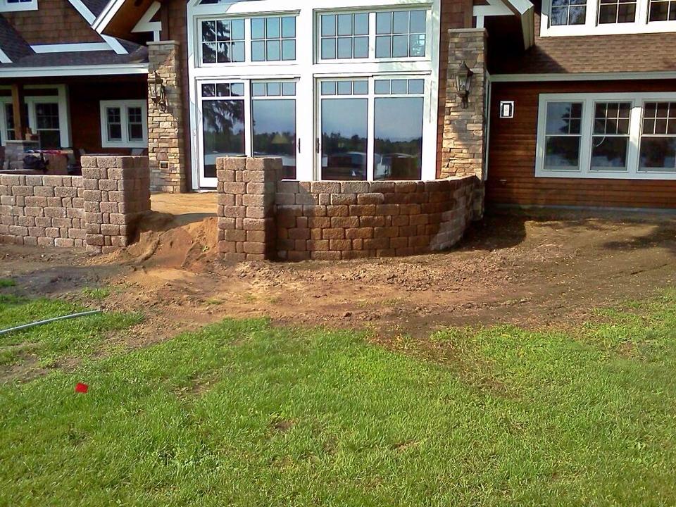 brick wall around patio