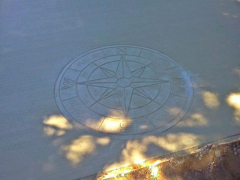 stamped concrete compass